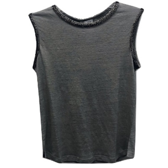 MLV Grey Embellished Linen Tank, NWT, Size S - Picture 1 of 2